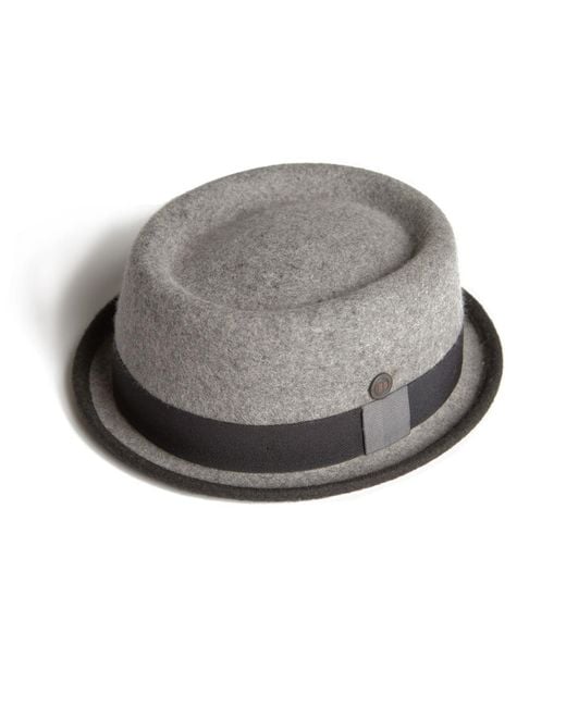 Dasmarca Hats Gray Tony Smoke Felt Skimpy Brim Short Brim Rude Boy Mod Style Porkpie Hat for men