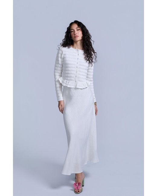 Rave on Trend White Linen Midi Skirt