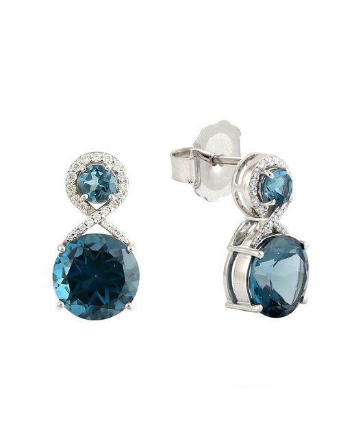 Artisan Blue 14K London Topaz & Diamond Drop Earrings