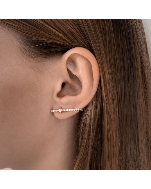 SALLY SKOUFIS Metallic Revolution Huggie Earrings With Made Cz Diamond Stimulant
