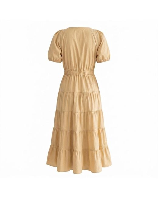 Modenaire Natural Tiered Midi Dress Fluid A-Line Form