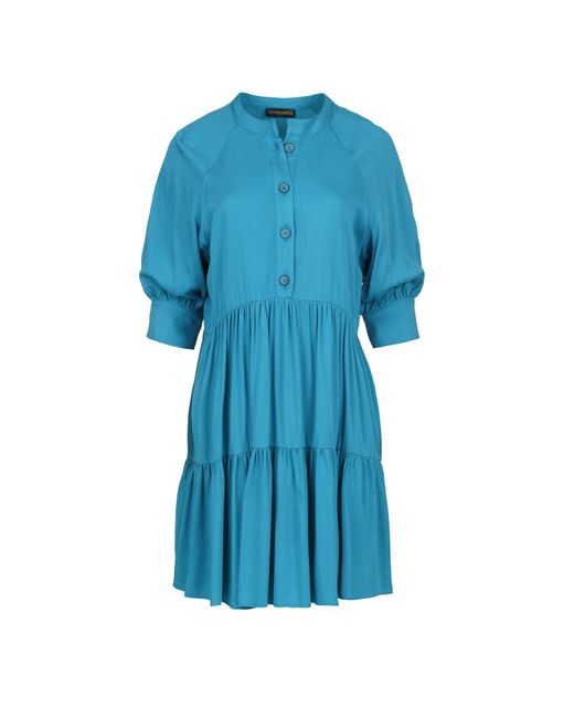 Conquista Blue Loose Dark Ruffle Dress