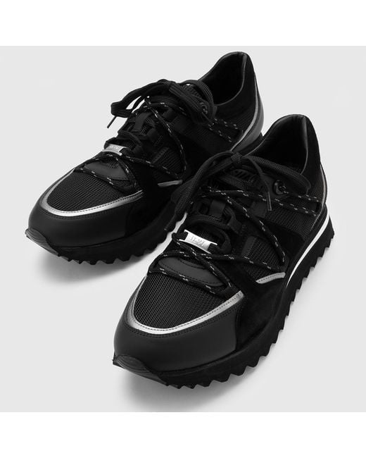 Ilvi Black Enzel Matte Leather- Suede Sneaker for men