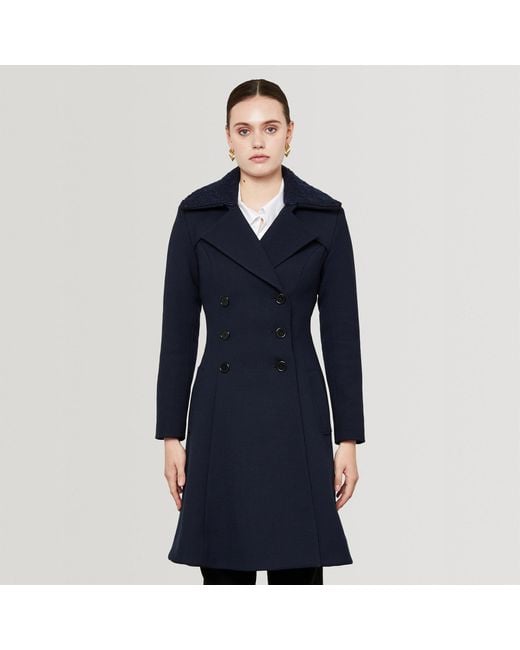 SEREN LONDON Blue Double Breasted Flared Coat