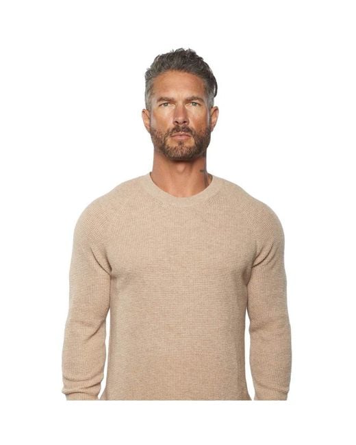 Weston Jon Boucher Natural Valen Waffle Knit Cashmere And Wool Fitted Lightweight Sweater for men