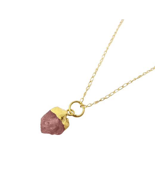 Harfi Metallic Raw Tourmaline October Birthstone Plated Charm Necklace
