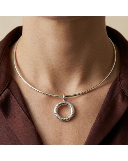 Jaredjamin Metallic Doughnut Pendant Collar Necklace
