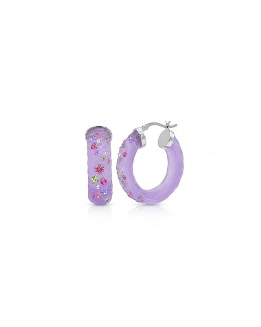 Gold & Honey Purple Small Oval Confetti Hoop Earrings