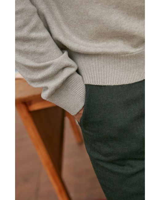 Paul James Knitwear Gray Neutrals Lightweight Cotton Hall Long Sleeve Knitted Polo Shirt for men