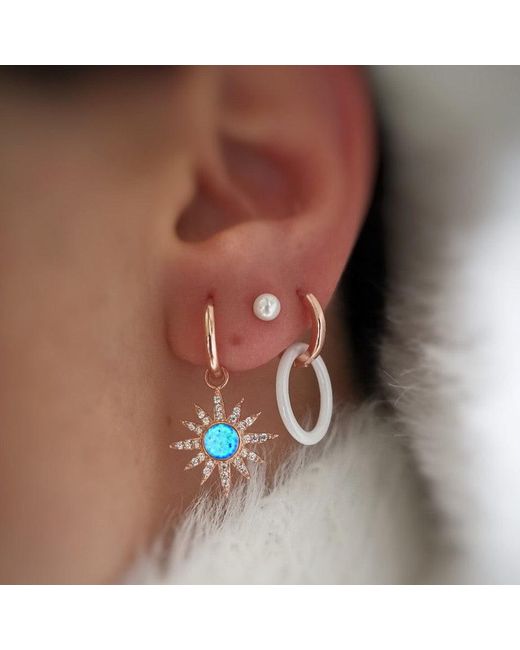 Spero London Metallic Opal Sun Sterling Necklace & Earring Set
