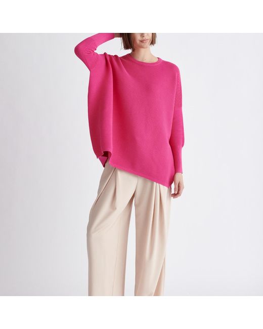 Paisie Ribbed Jumper In Hot Pink