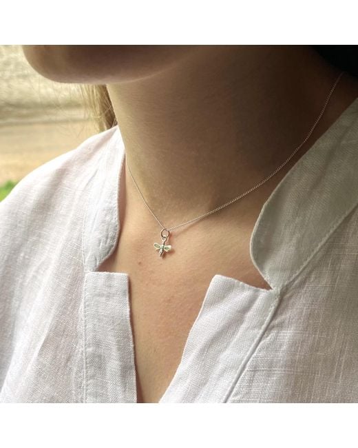 Lime Tree Design Metallic Tiny Bee Charm Necklace Sterling Silver