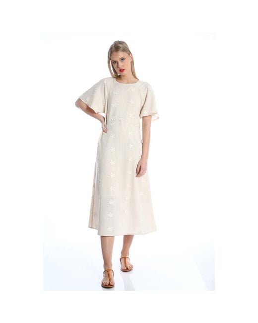 Silvia Serban Natural Neutrals 3D Flowers Dress With Negligee