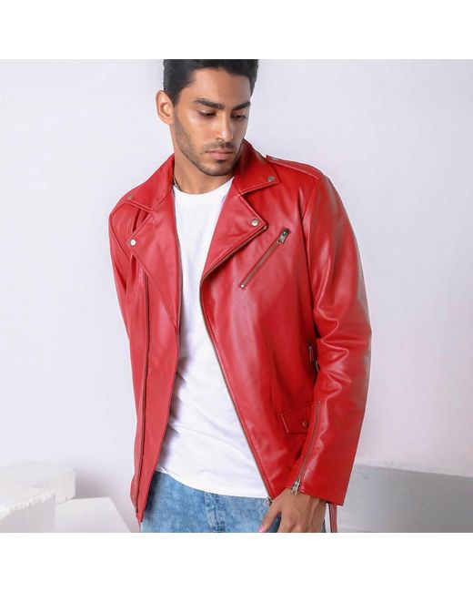 Zasta Studio Red Brandy Alexander- Leather Biker Jacket for men