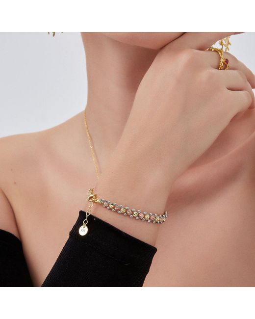 Spero London Metallic Dorissa Multi Bead Semi Chain Sterling Bracelet