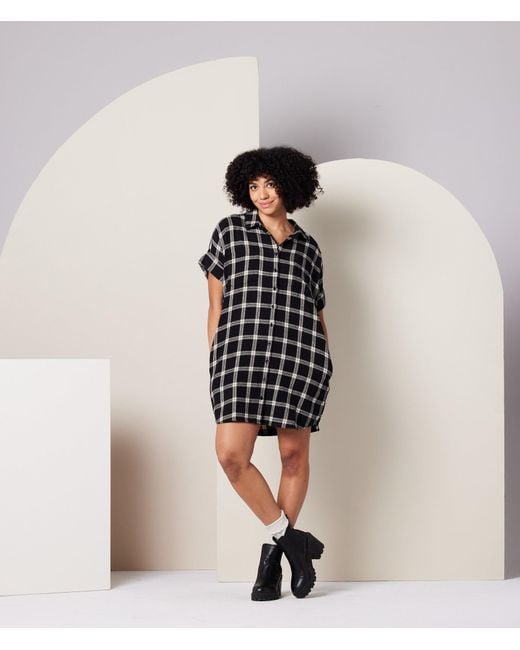 Known Supply Black Flannel Shirt Dress