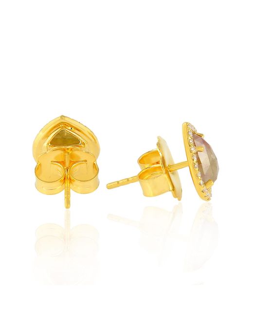 Artisan Metallic Ice Diamond And Diamond Pear Halo Stud Earrings