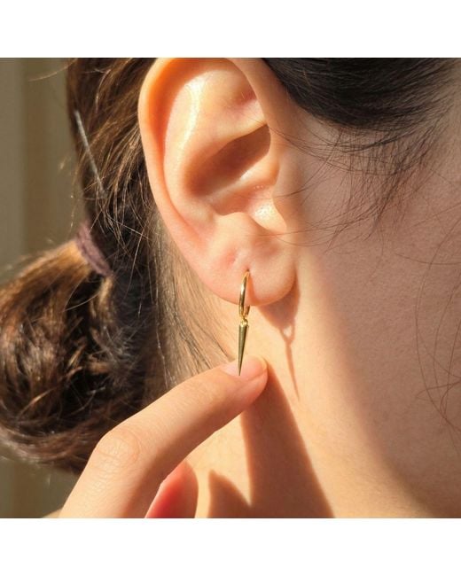 Harfi Metallic Dainty Spike Huggie Small Hoop Plated Earrings