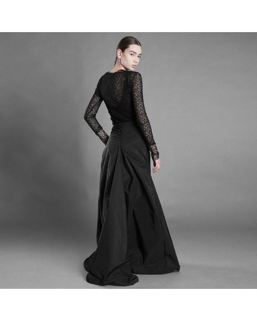 Silvia Serban Black Taffeta Skirt With Train