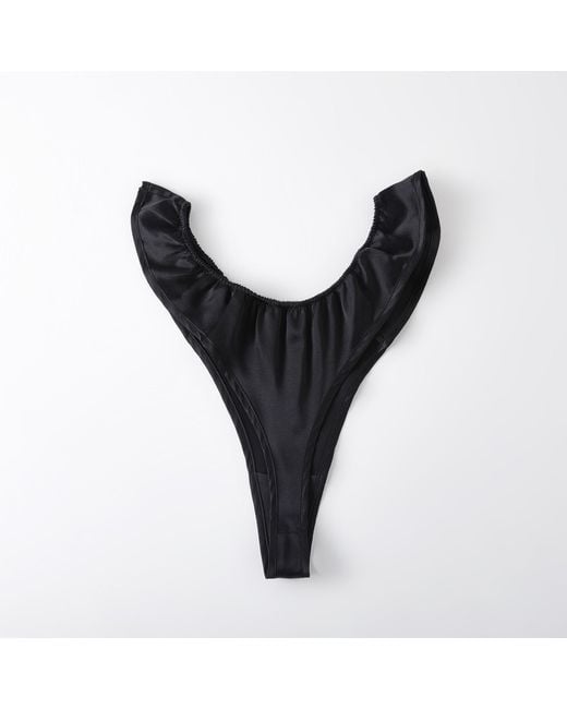 Soft Strokes Silk Black Set Of Two Pure Mulberry Silk T-String Pantie