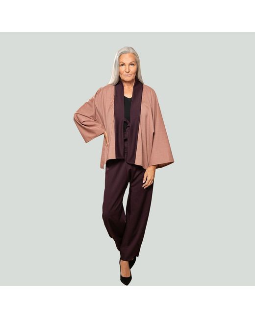 MOE Brown Rose With Plum Collar Wool Jacket Reversible