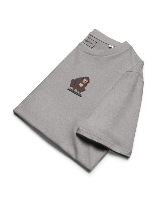 Anchor and Crew Gray Heather D J Monkey Organic Cotton Embroidered T-Shirt