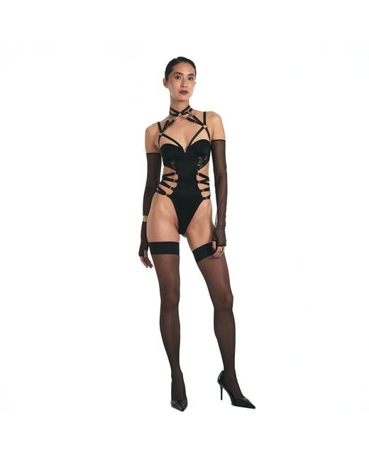 Lunatic Femme Black Déjà Vu Cupped Bodysuit With Harness