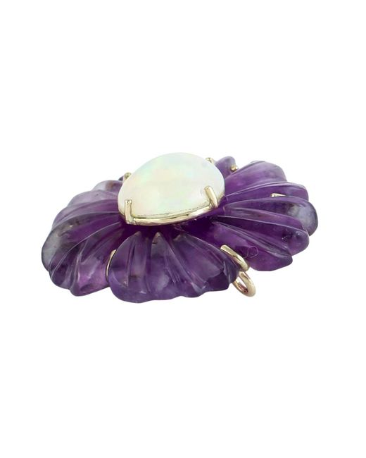 Artisan Purple Carved Amethyst & Opal Floral Pendant