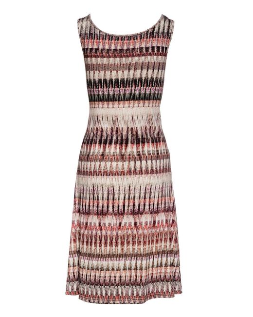 Conquista Pink Patterned Sleeveless Dress With Tie Waist