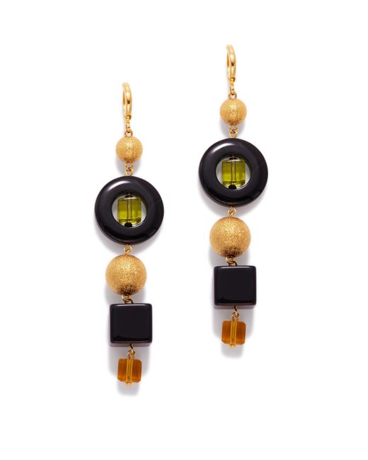 Jaredjamin Black Cubism Leverback Drop Earrings