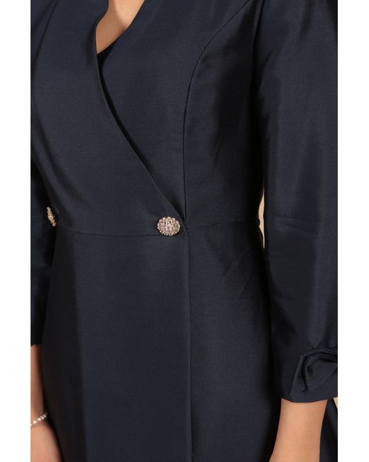Santinni Blue Astor Silk Taffeta Dress Coat