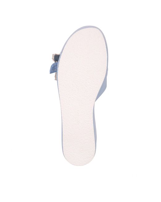 Beautiisoles by Robyn Shreiber Made in Italy Blue Dita Baby Leather Slide Mule Espadrille Sandal Comfortable & Elegant For Work & Evening & Party Sandal