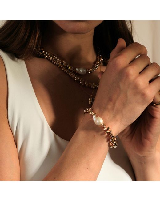 LINYA JEWELLERY Metallic Sirius Baroque Pearl Hematite Stone Bracelet for men