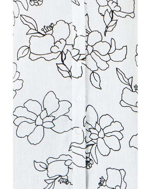 Yumi' White Scribble Floral Embroidered Shirt