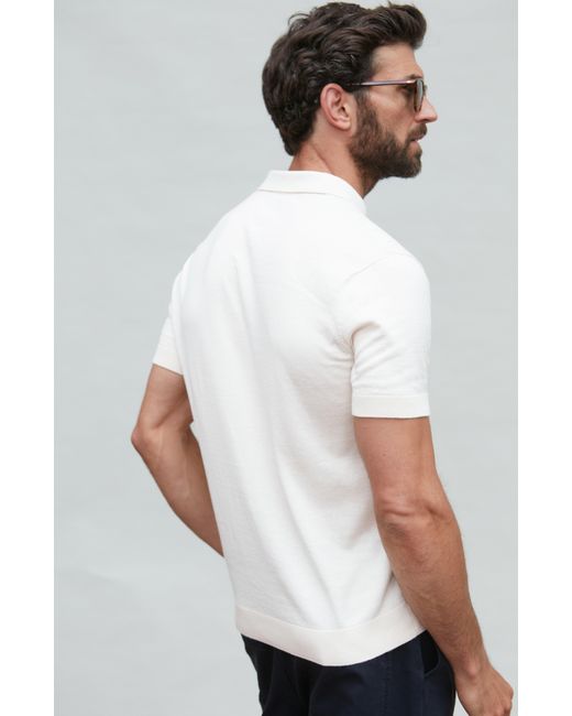 Paul James Knitwear Natural Neutrals Ultra Fine Cotton Miles Selection Knit Polo Shirt for men