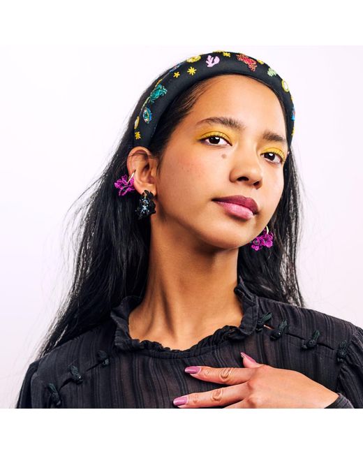 Nana Watanabe Purple Swell Wave-Inspired Embroidered Earrings