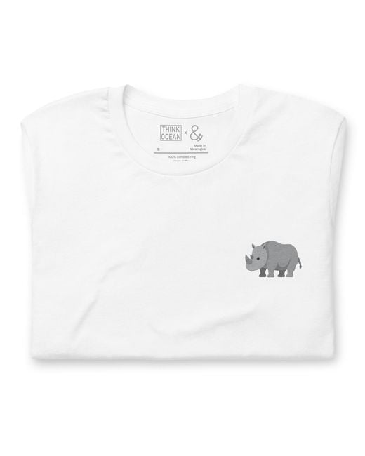 Anchor and Crew White Think Ocean Rhino Aspirations Cotton Embroidered T-Shirt for men