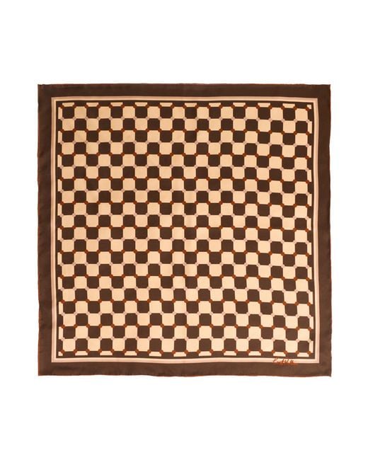 Lost Pattern Natural Checkerboard Silk Bandana Scarf