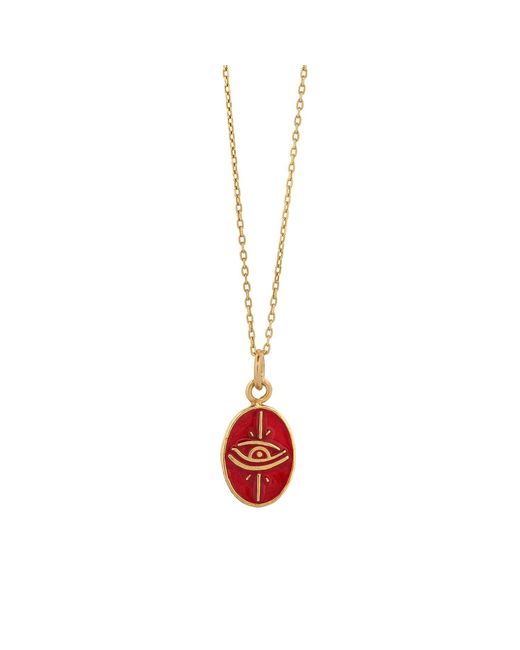 Ebru Jewelry Red Enamel Evil Eye Minimalist Protective Necklace