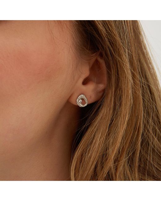 Spero London Metallic Dripping Molten Natural Textured Sterling Authentic Earring