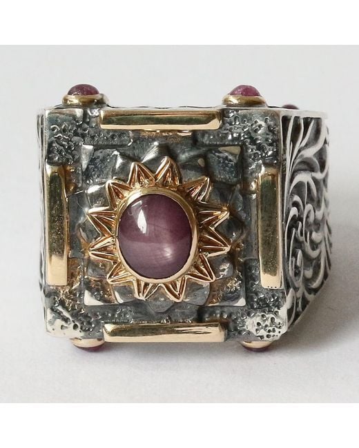 The Jewellery Store London Metallic Mystic Passion Ring. With Ruby