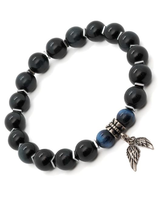 Ebru Jewelry Black Spiritual Beads Angel Bracelet for men