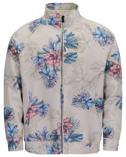 Lords of Harlech Gray Neutrals Neville Exotic Floral Neutral Printed Zip Jacket for men
