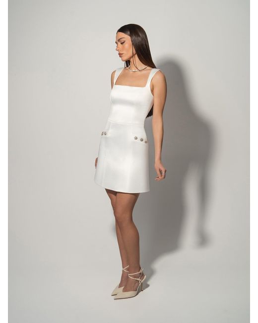 Tia Dorraine White Blame Gravity Satin Mini Dress – Pearl