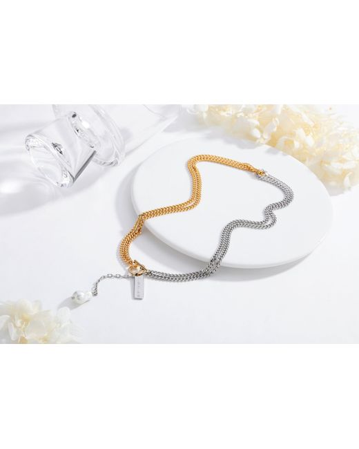 Classicharms Metallic Two Tone Chain Baroque Pearl Necklace