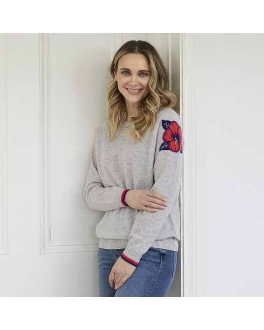 Cove Gray Hibiscus Cashmere Jumper