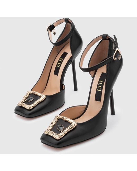 Ilvi Black Jannali Leather Heeled Sandal