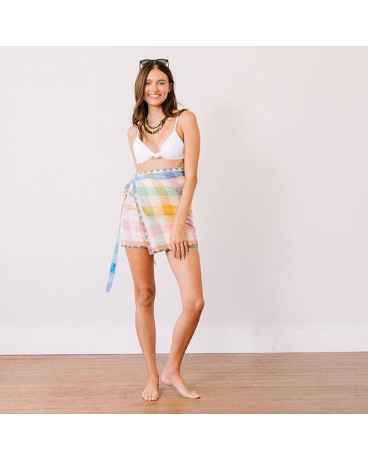SUNSHINE TIENDA Blue Plaid Marina Sarong