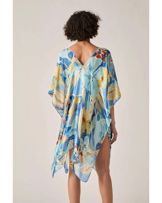 James Lakeland Blue Abstract Floral Kaftan