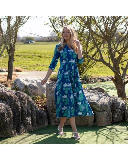 At Last Blue Cotton Chelsea Midi Dress